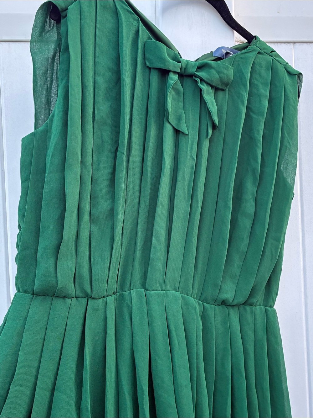 ModCloth Womens Green Dress Fit & Flare Pleated Retro Pinup Sleeveless Sz L - Picture 2 of 7